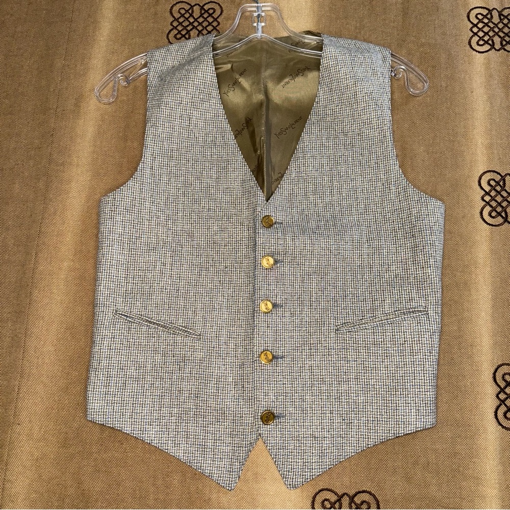 Yves Saint Laurent Gray Vest with Gold Buttons